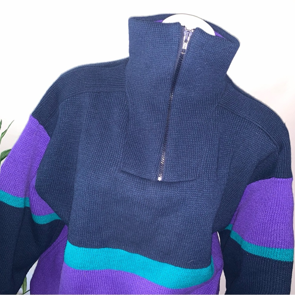 v i n t a g e :: Oversized 90s Bold Colorblock Ski Knit Sweater - Picture 2 of 11